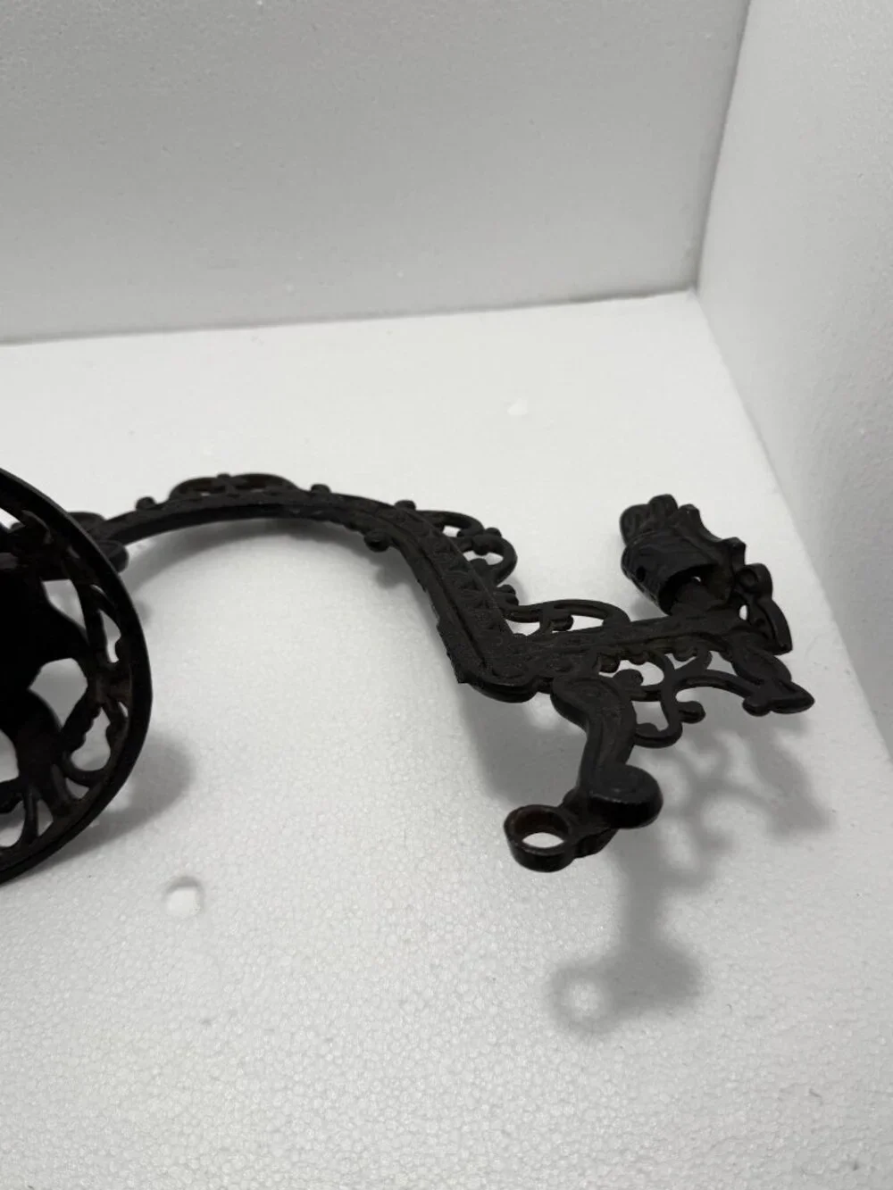 Early 20th Century Victorian Cast Iron Oil Lamp Holder With Mounting Bracket